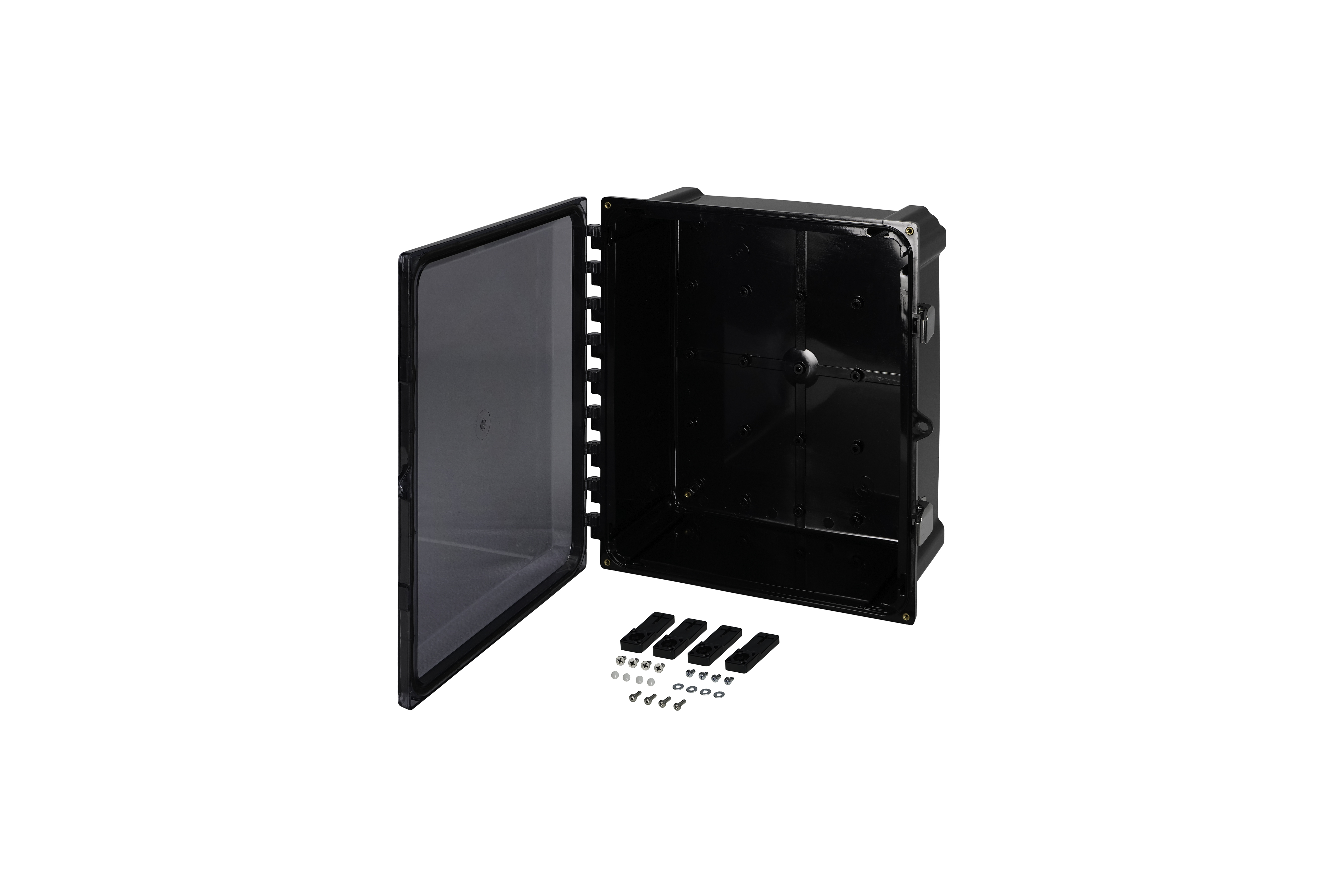 Polycarbonate Enclosure  12 x 10 x 6 Inches, Black, with Hinged Clear Cover and Stainless Steel Latches by Stahlin