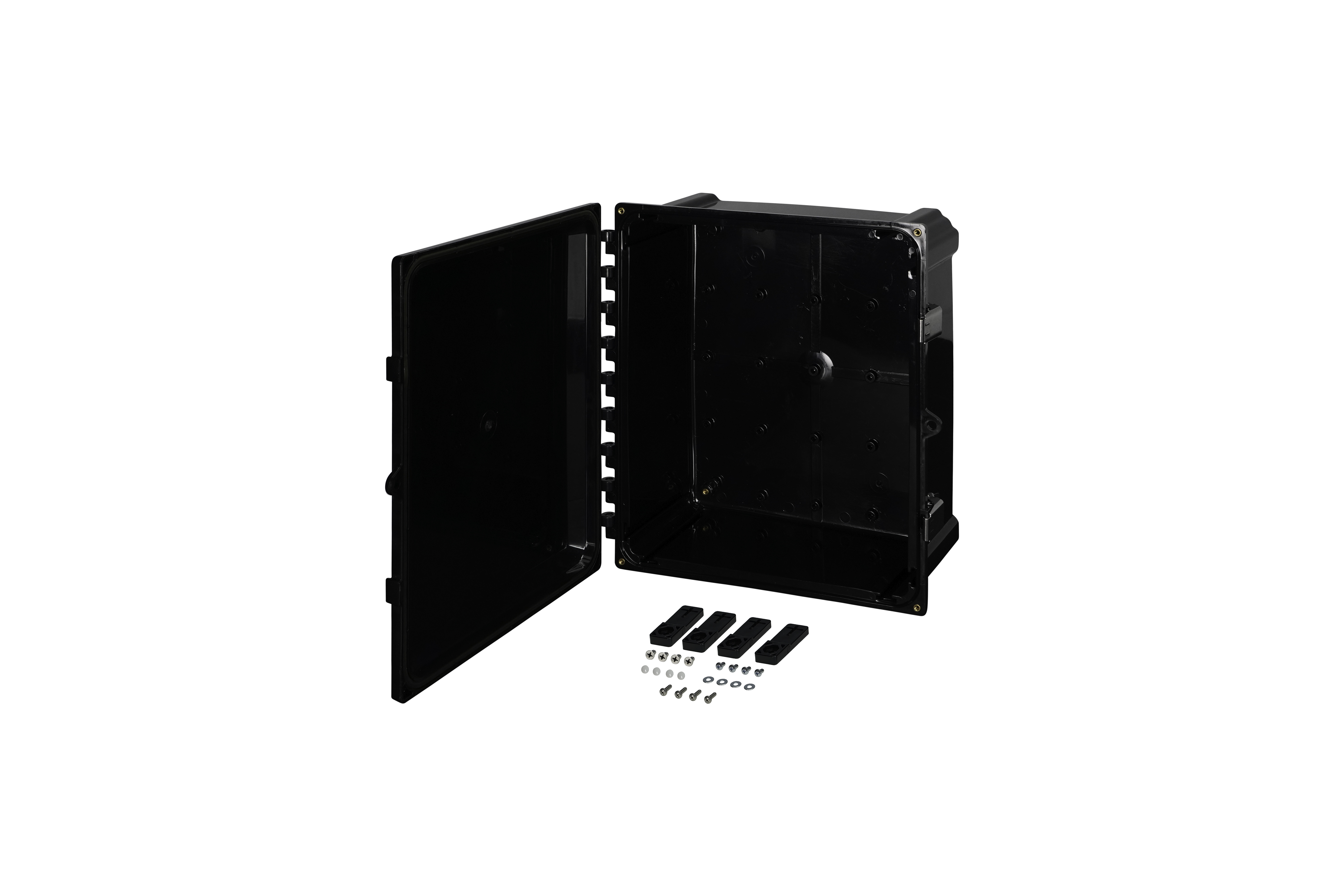 Polycarbonate Enclosure  12 x 10 x 6 Inches, Black, with Hinged Opaque Cover and Stainless Steel Latches by Stahlin
