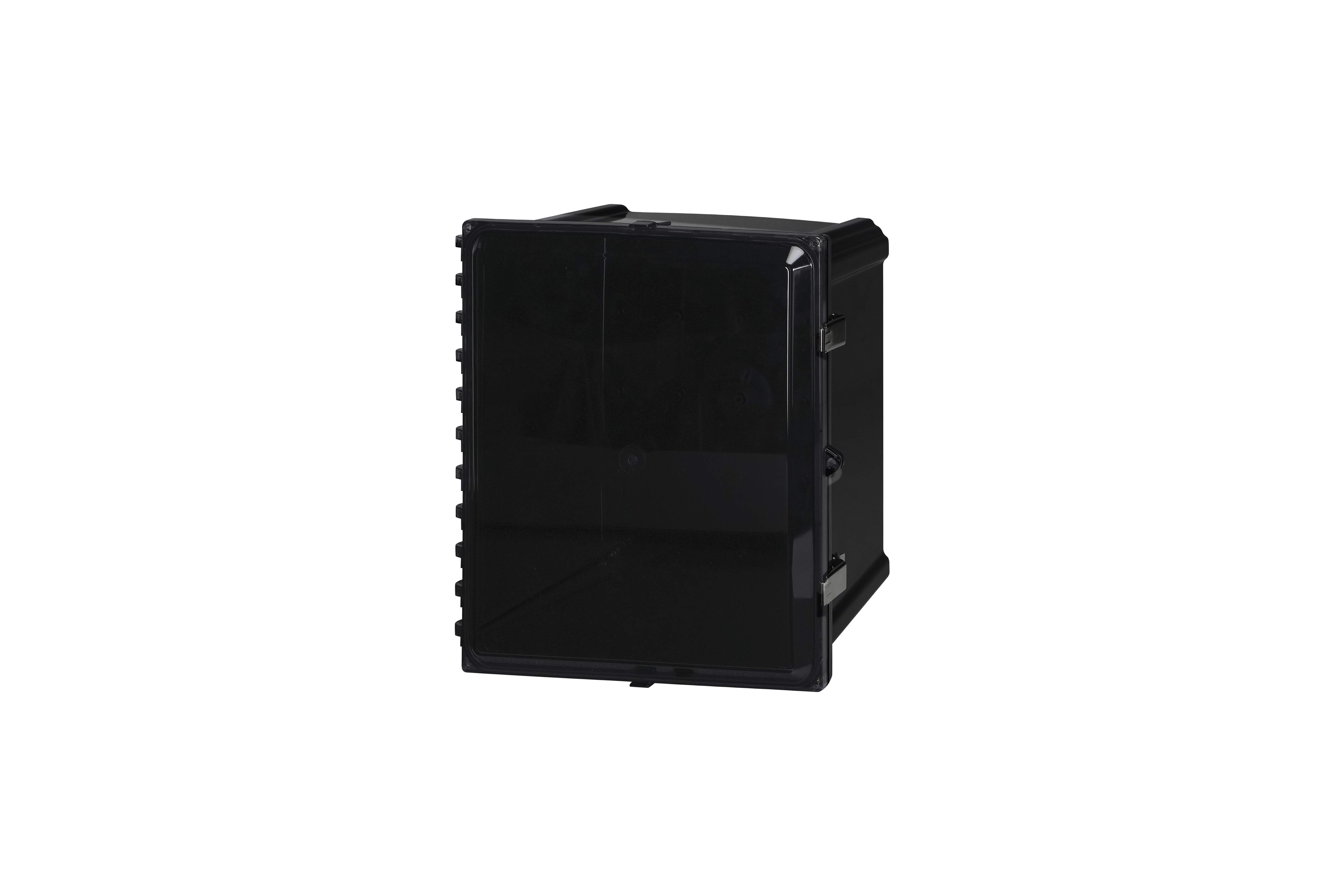 Polycarbonate Enclosure  16 x 14 x 8 Inches, Black, with Hinged Clear Cover and Stainless Steel Latches by Stahlin