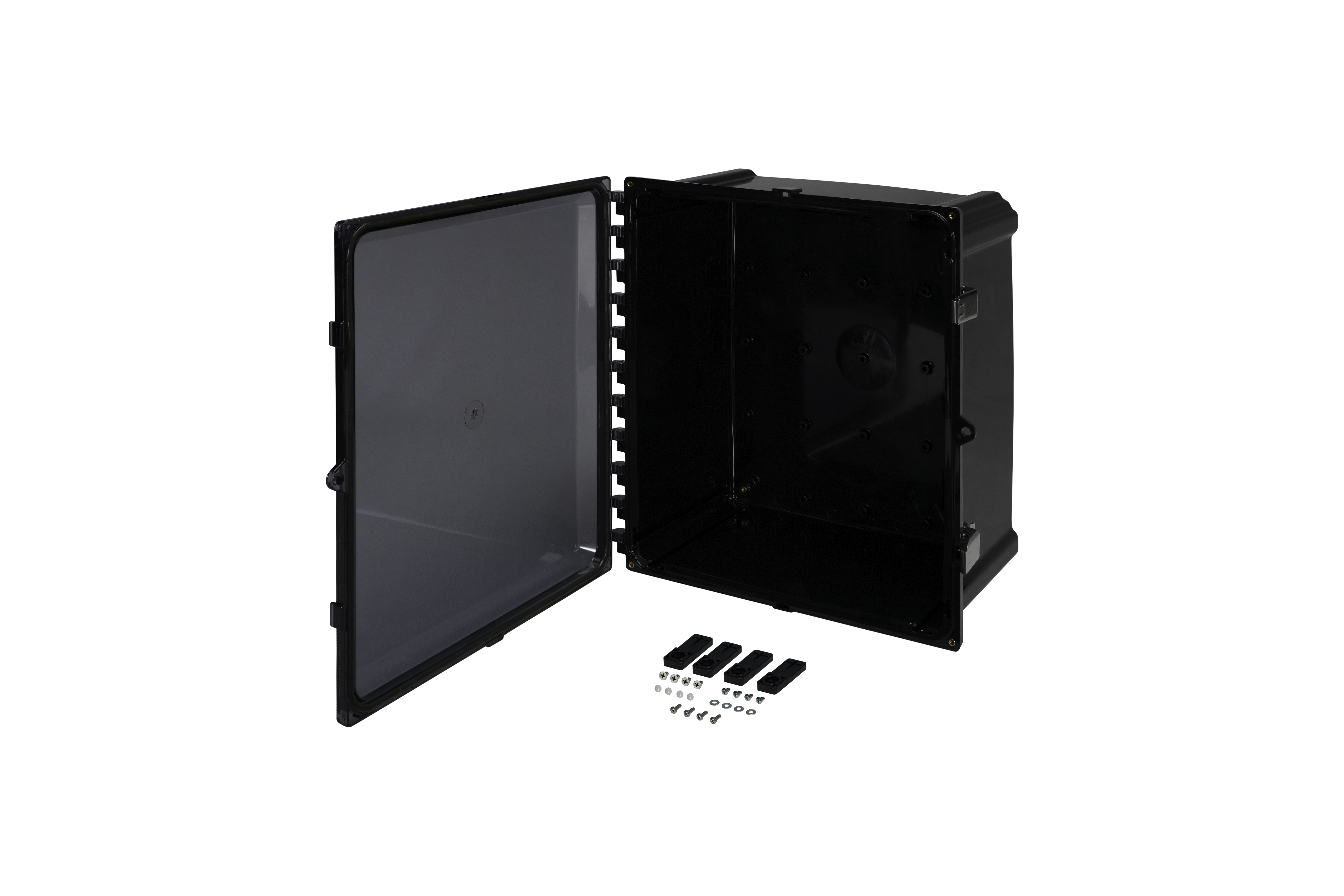 Polycarbonate Enclosure  16 x 14 x 8 Inches, Black, with Hinged Clear Cover and Stainless Steel Latches by Stahlin