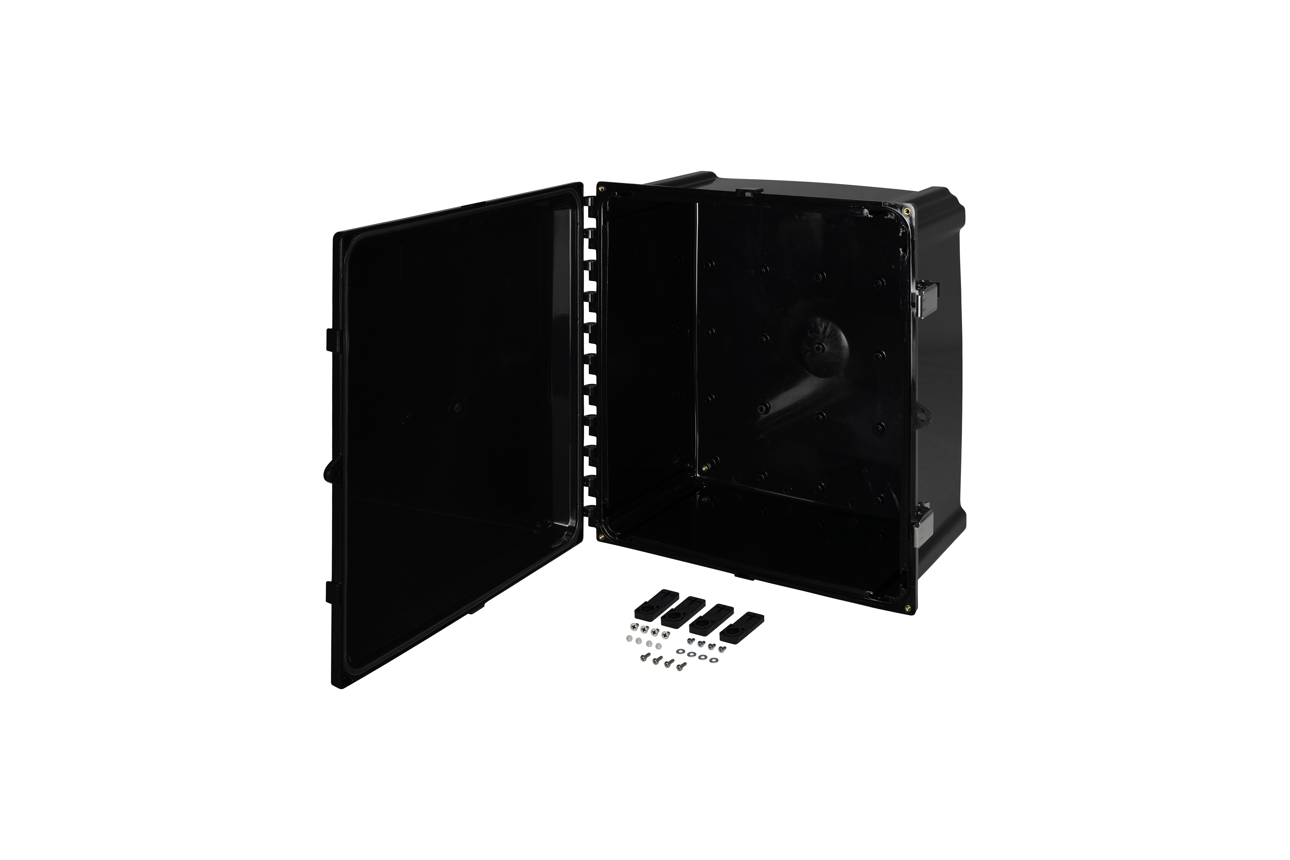Polycarbonate Enclosure  16 x 14 x 8 Inches, Black, with Hinged, Opaque Cover and Stainless Steel Latches by Stahlin