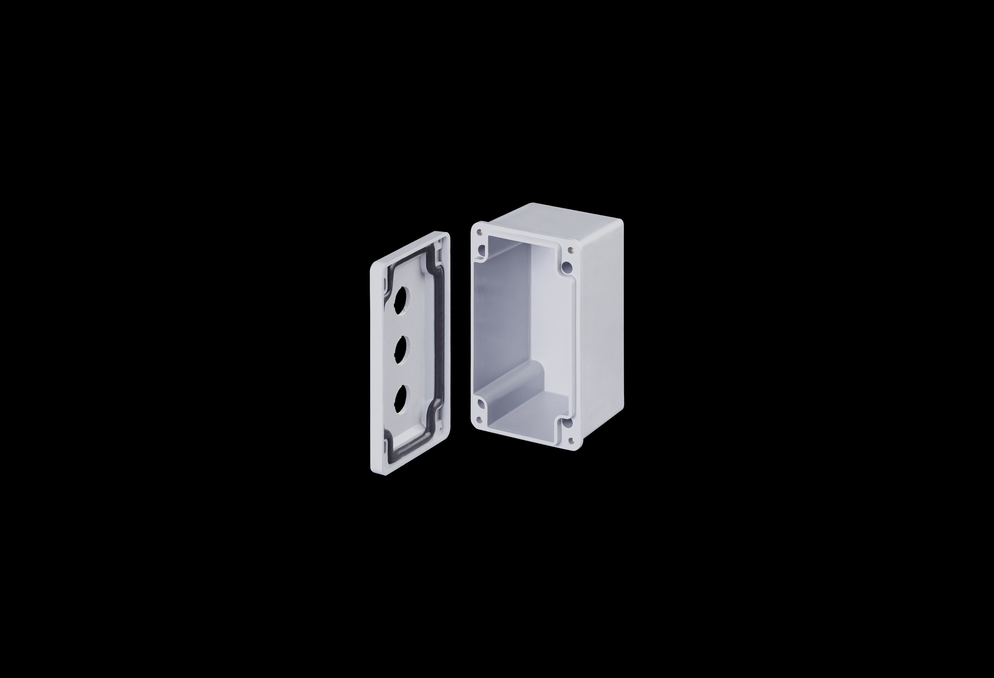 Fiberglass Enclosure 8 x 4 x 4 Inches Push Button Series 3 Hole 30 mm Opaque Lift Off Cover by Stahlin