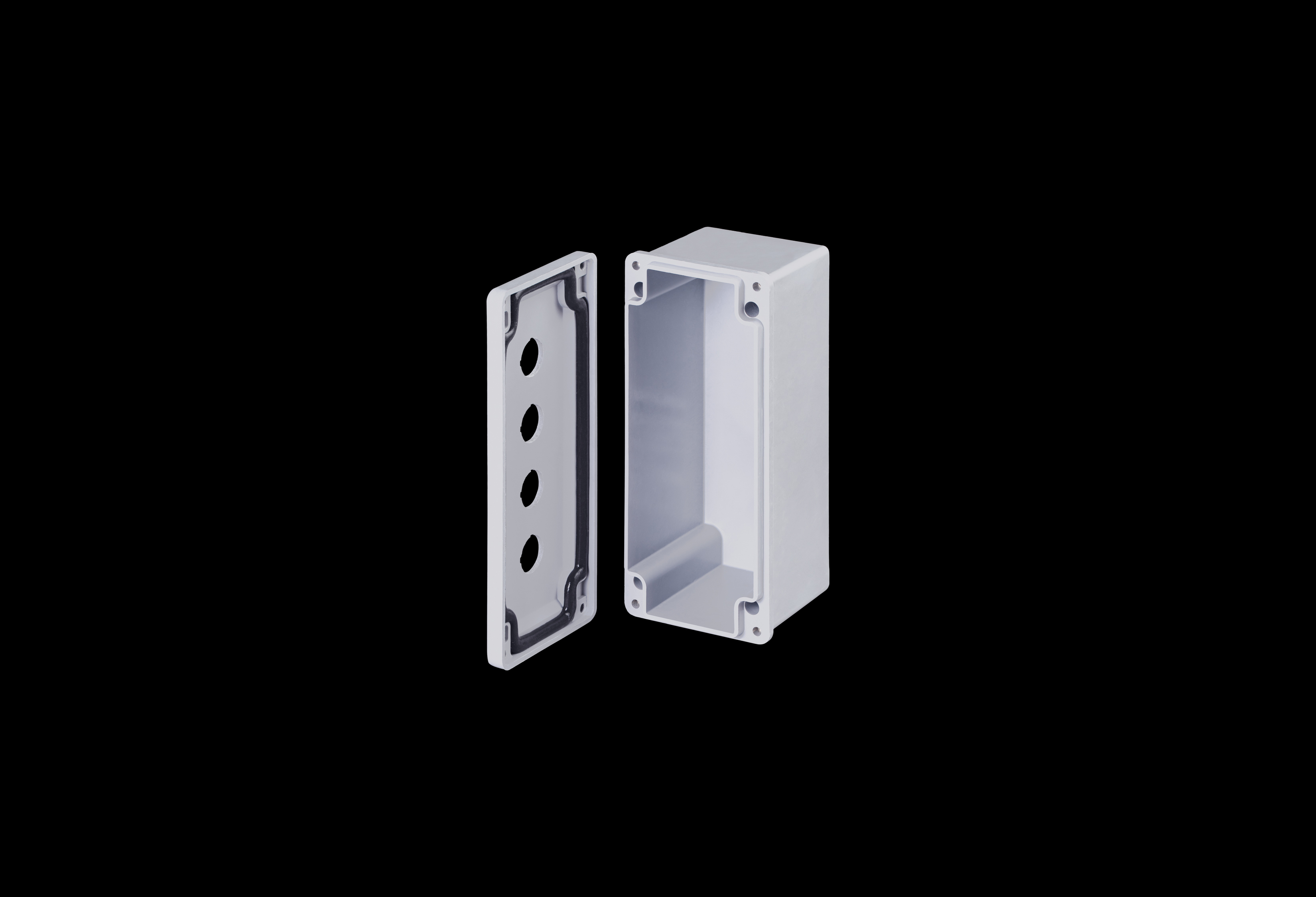Fiberglass Enclosure 11 x 4 x 4 Inches Push Button Series 4 Hole 30 mm Opaque Lift Off Cover by Stahlin