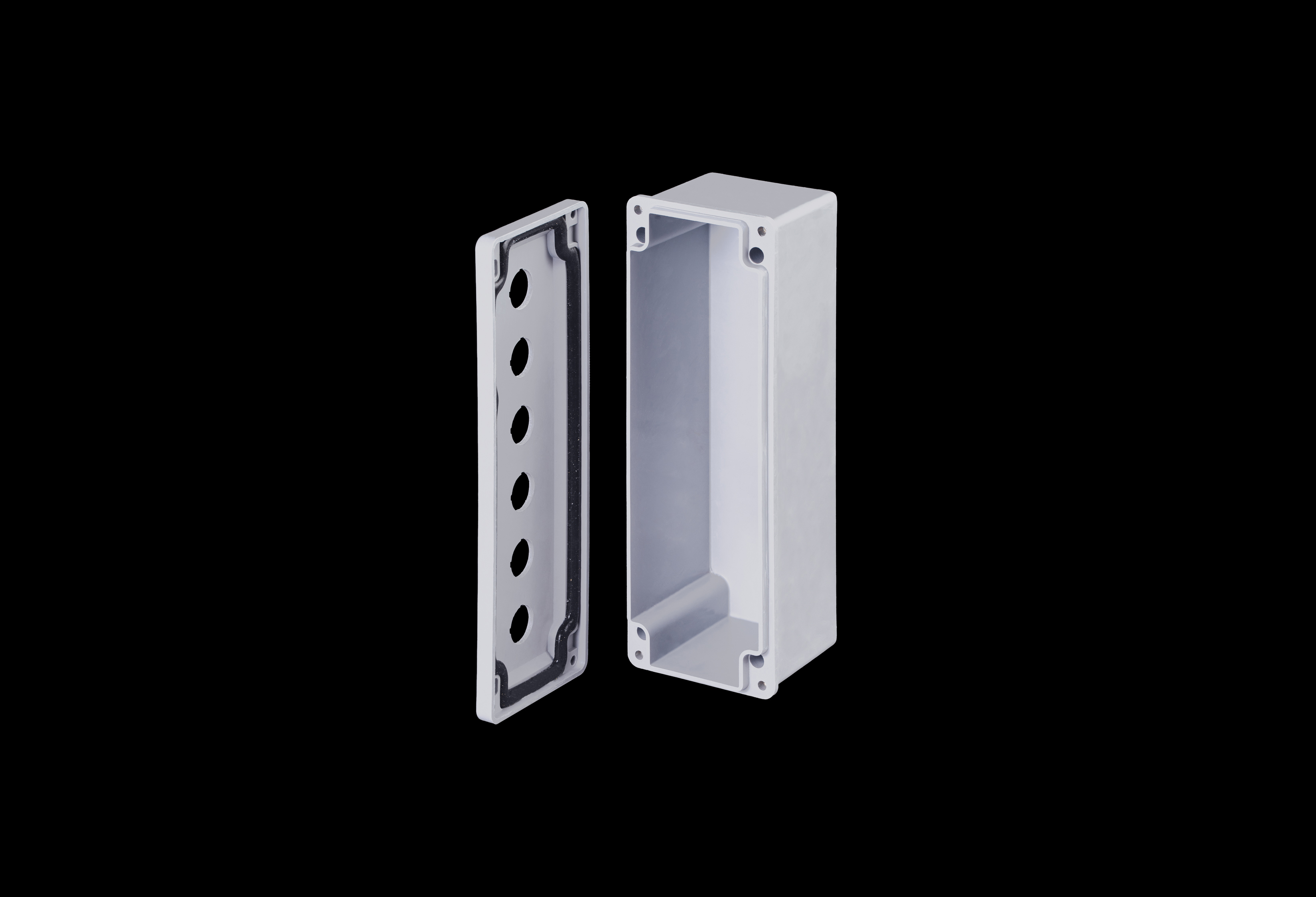 Fiberglass Enclosure 11 x 3 x 2 Inches Push Button Series 6 Hole 22 mm Opaque Lift Off Cover by Stahlin