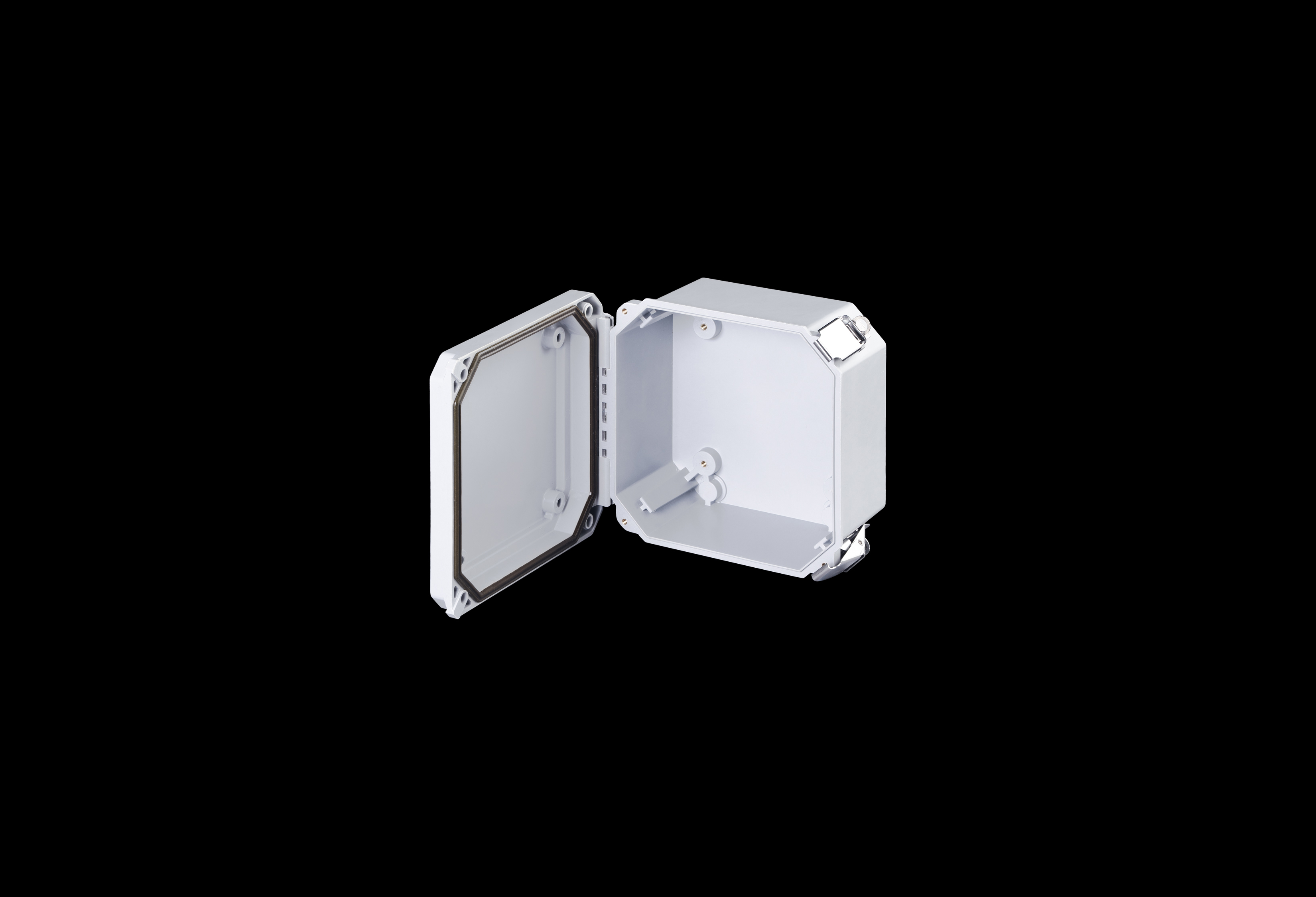 Fiberglass Enclosure 6 x 6 x 4 Inches with Diamond Shield Series Hinged, 2 Lockable Pull Latches Opaque Cover by Stahlin