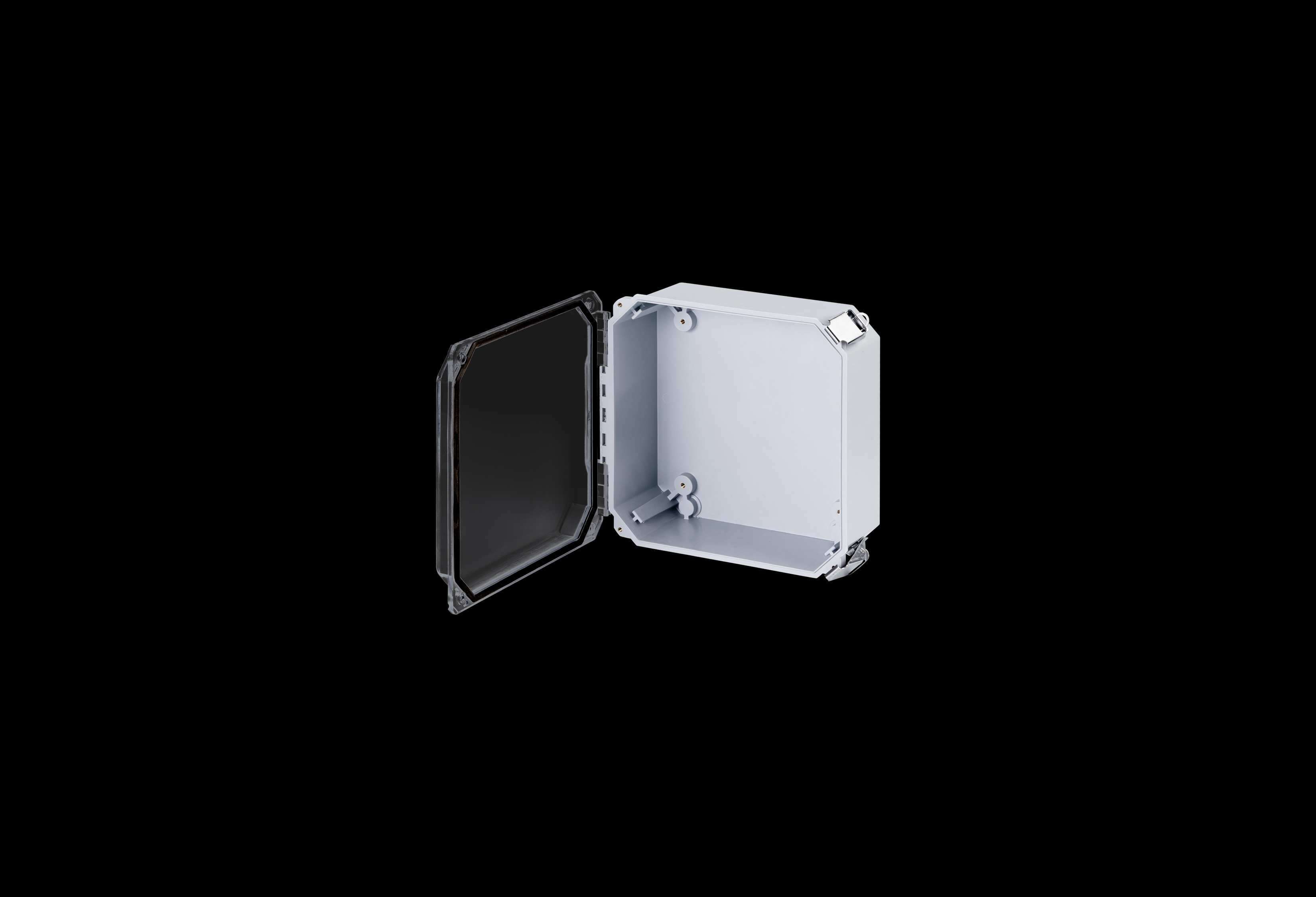 Fiberglass Enclosure 6 x 6 x 4 Inches Diamond Shield Series with Hinged, 2 Lockable Pull Latches Clear Cover by Stahlin
