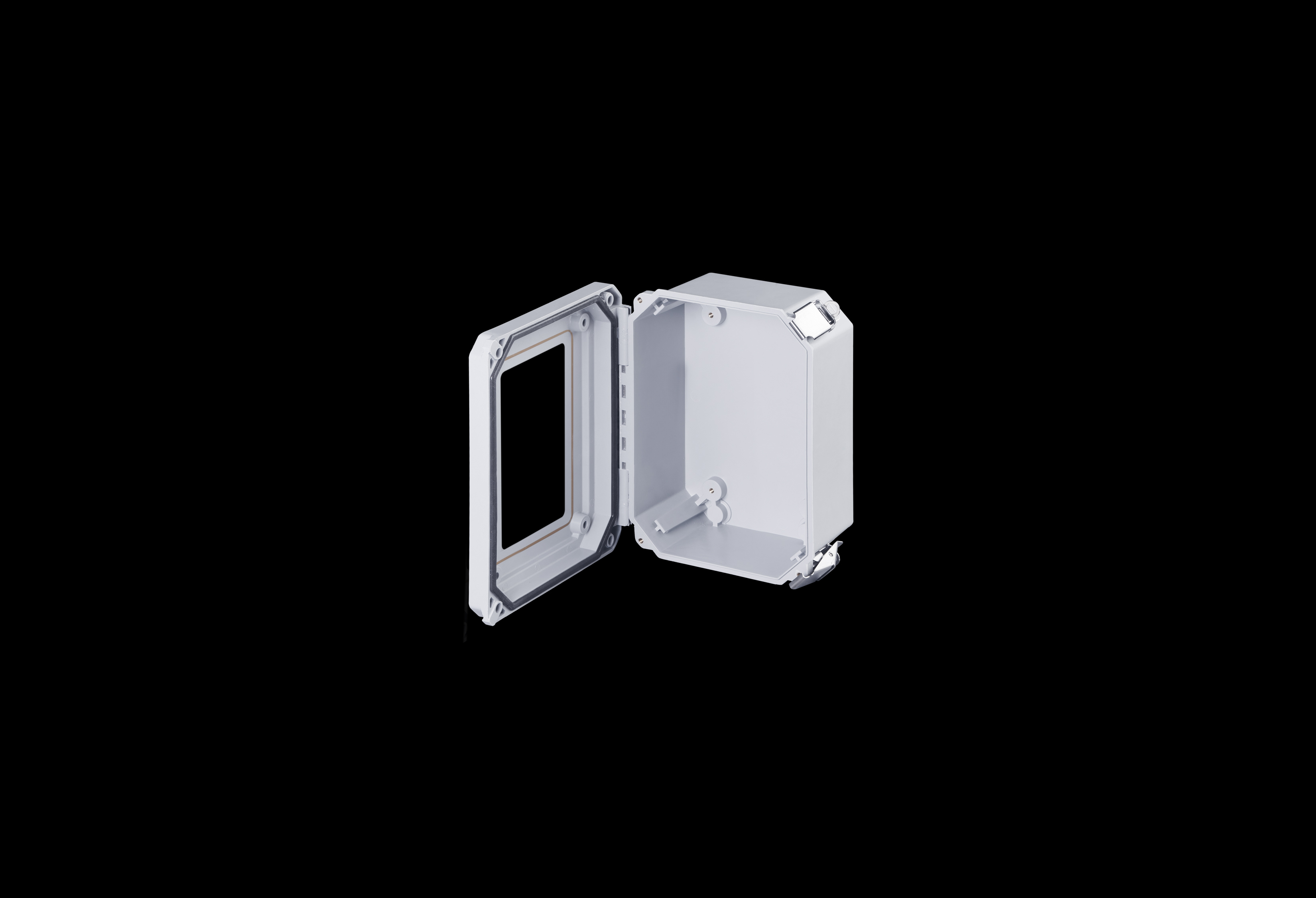 Fiberglass Enclosure 8 x 6 x 4 Inches Diamond Shield Series with Window and Hinged, 2 Lockable Pull Latches Opaque Cover by Stahlin