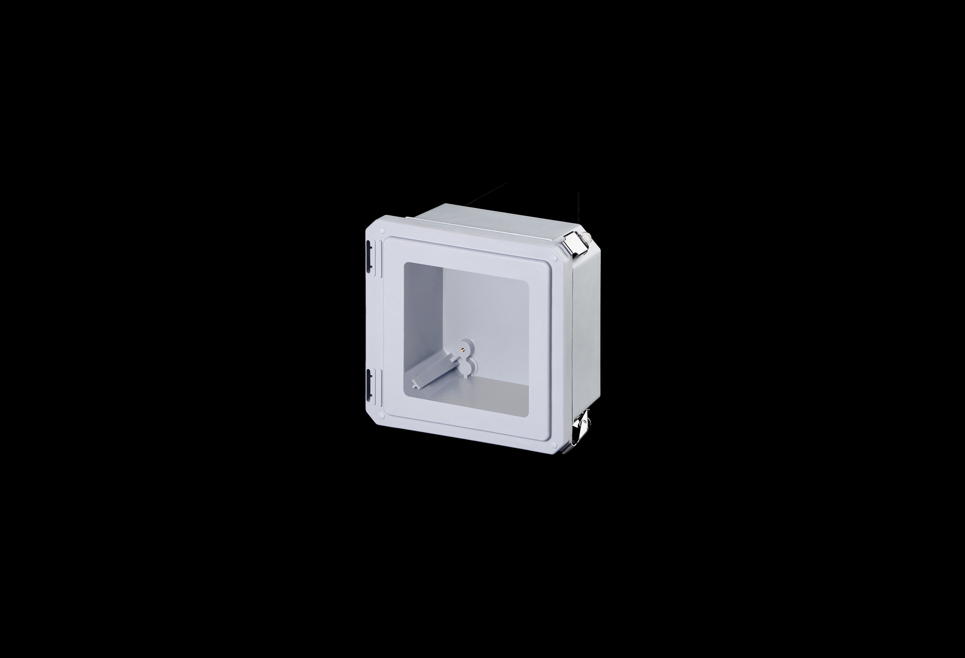 Fiberglass Enclosure 6 x 6 x 4 Inches Diamond Shield Series with Window and Hinged, 2 Lockable Pull Latches Opaque Cover by Stahlin