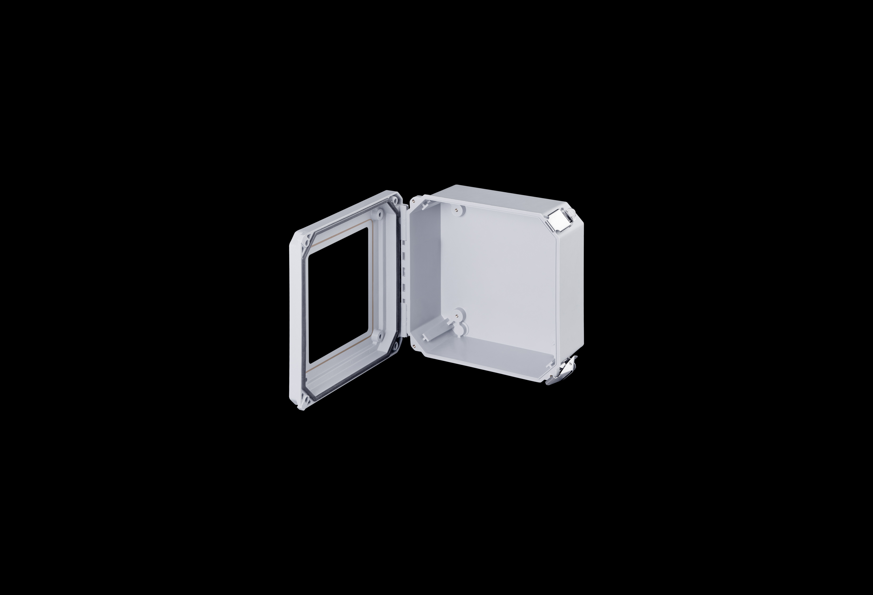 Fiberglass Enclosure 6 x 6 x 4 Inches Diamond Shield Series with Window and Hinged, 2 Lockable Pull Latches Opaque Cover by Stahlin