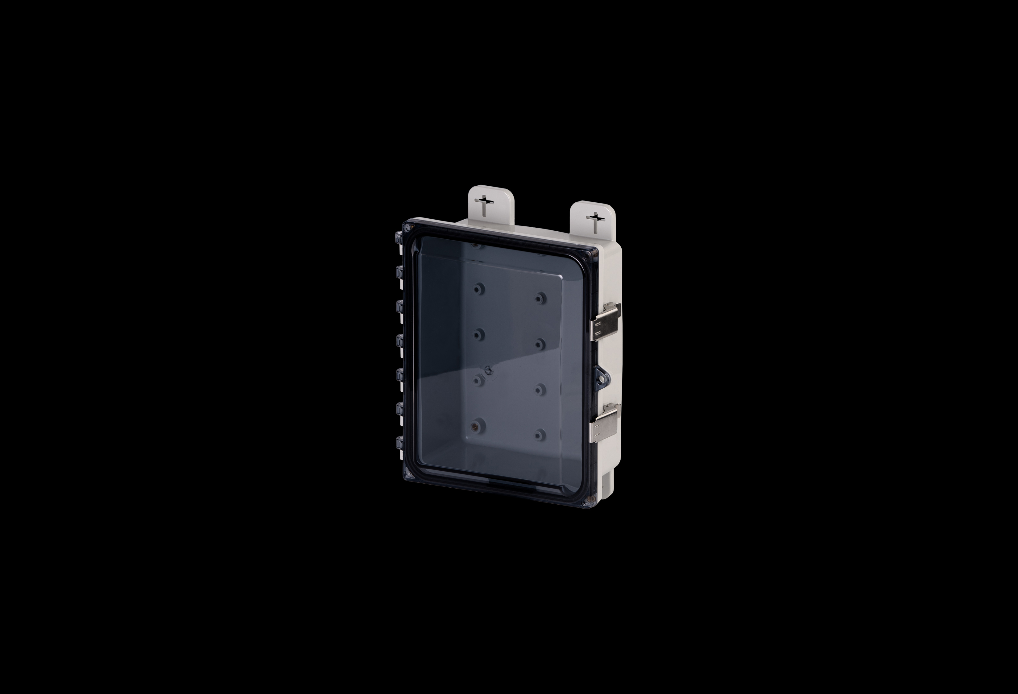 Polycarbonate Low Profile Enclosure 10 x 8 x 3 Inches PolySlim™ Series with Clear Cover and Stainless Steel Latches  by Stahlin