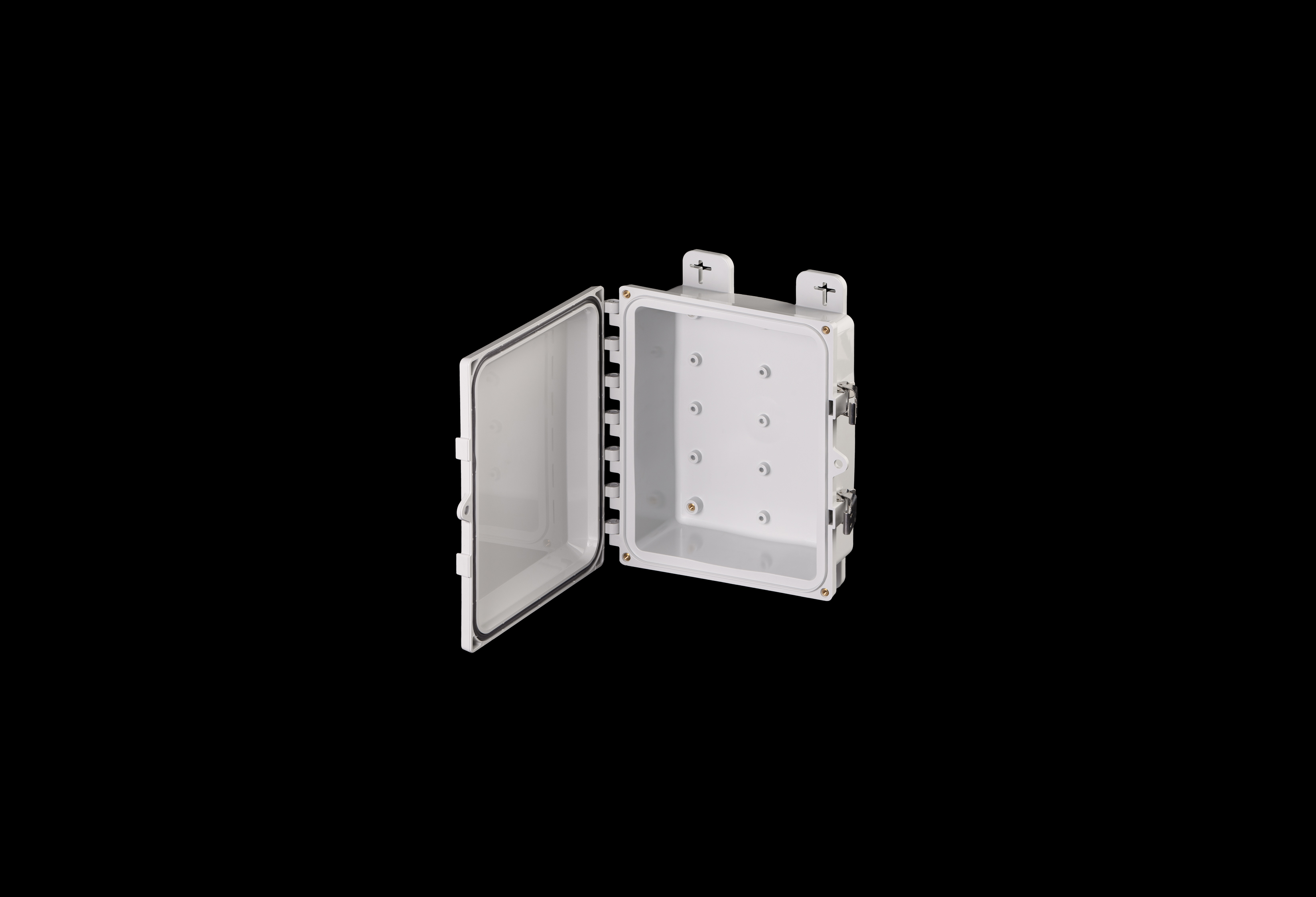 Polycarbonate Low Profile Enclosure 10 x 8 x 3 Inches PolySlim™ Series with Opaque Cover and Stainless Steel Latches by Stahlin