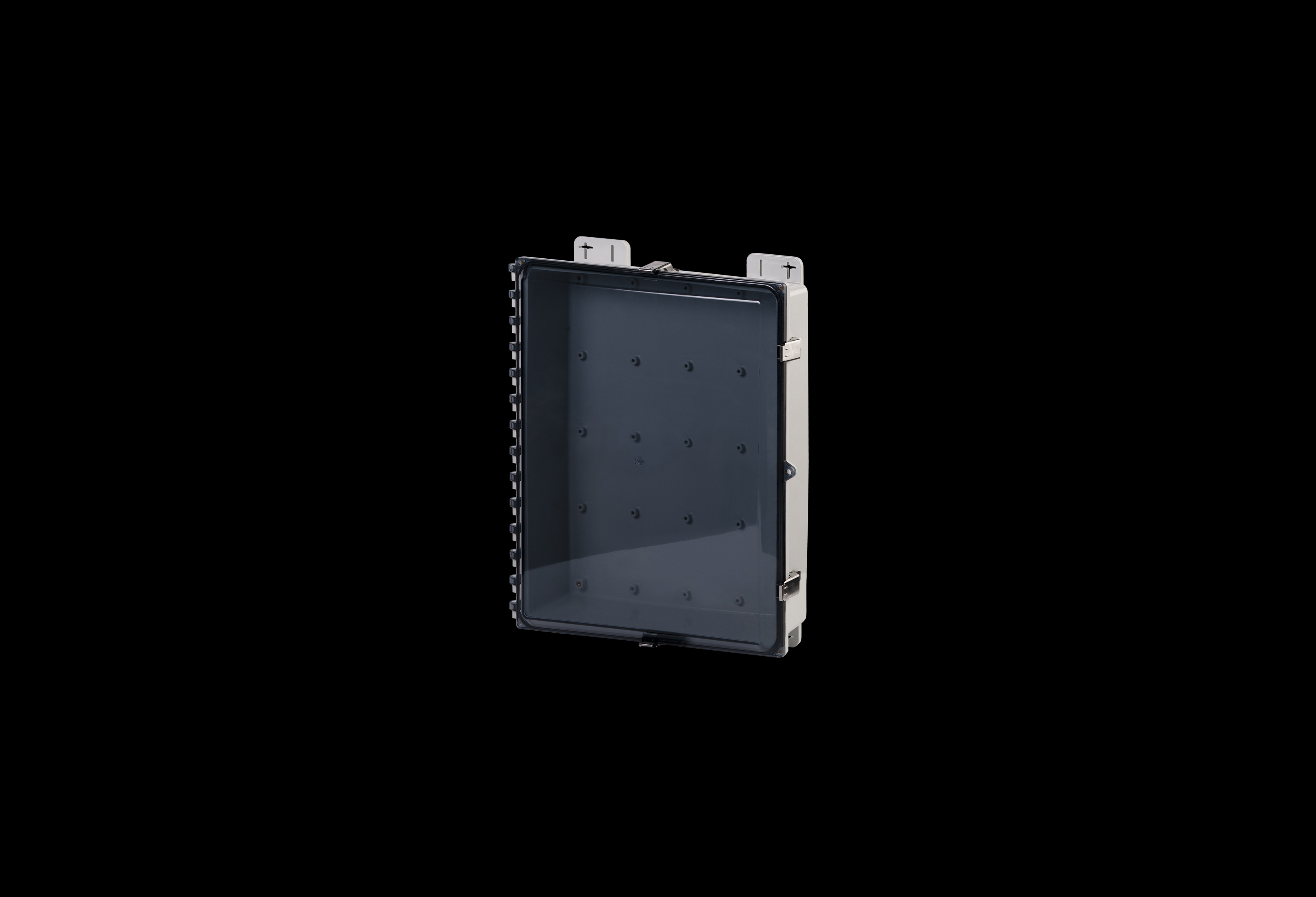 Polycarbonate Low Profile Enclosure 20 x 16 x 4 Inches PolySlim™ Series with Clear Cover and Stainless Steel Latches  by Stahlin