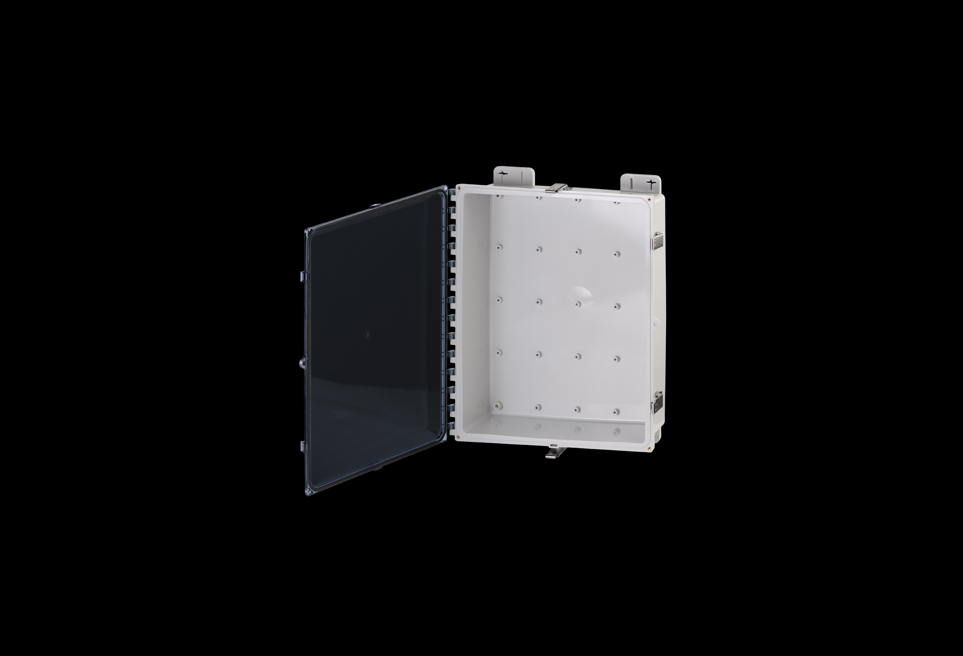 Polycarbonate Low Profile Enclosure 20 x 16 x 4 Inches PolySlim™ Series with Clear Cover and Stainless Steel Latches  by Stahlin