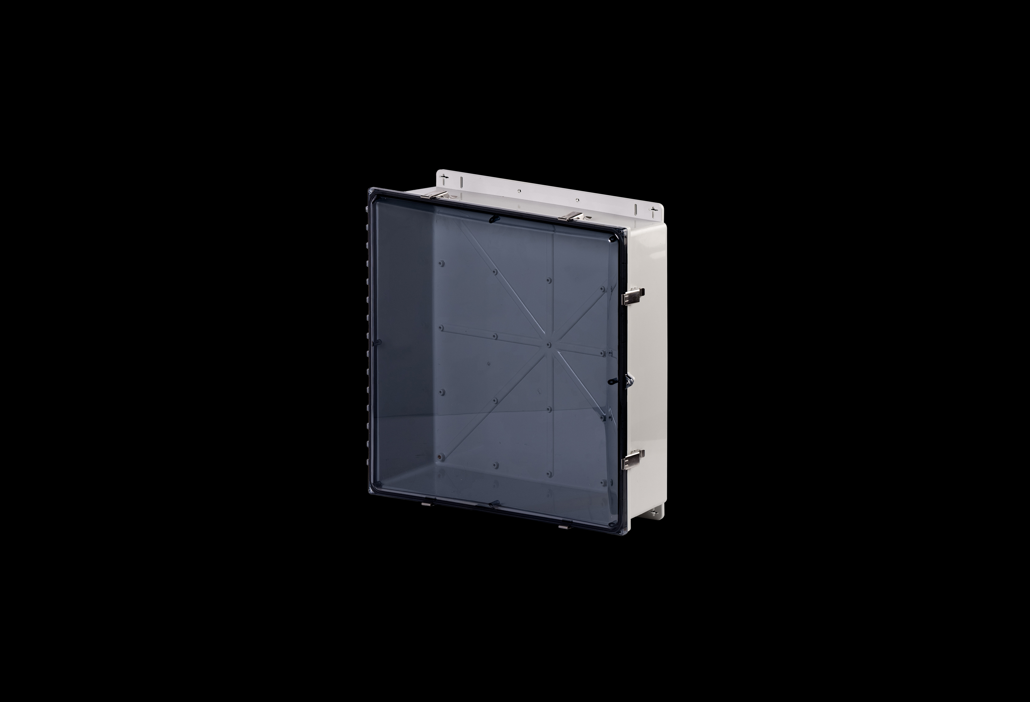 Polycarbonate Low Profile Enclosure 24 x 24 x 6 Inches PolySlim™ Series with Clear Cover and Stainless Steel Latches  by Stahlin