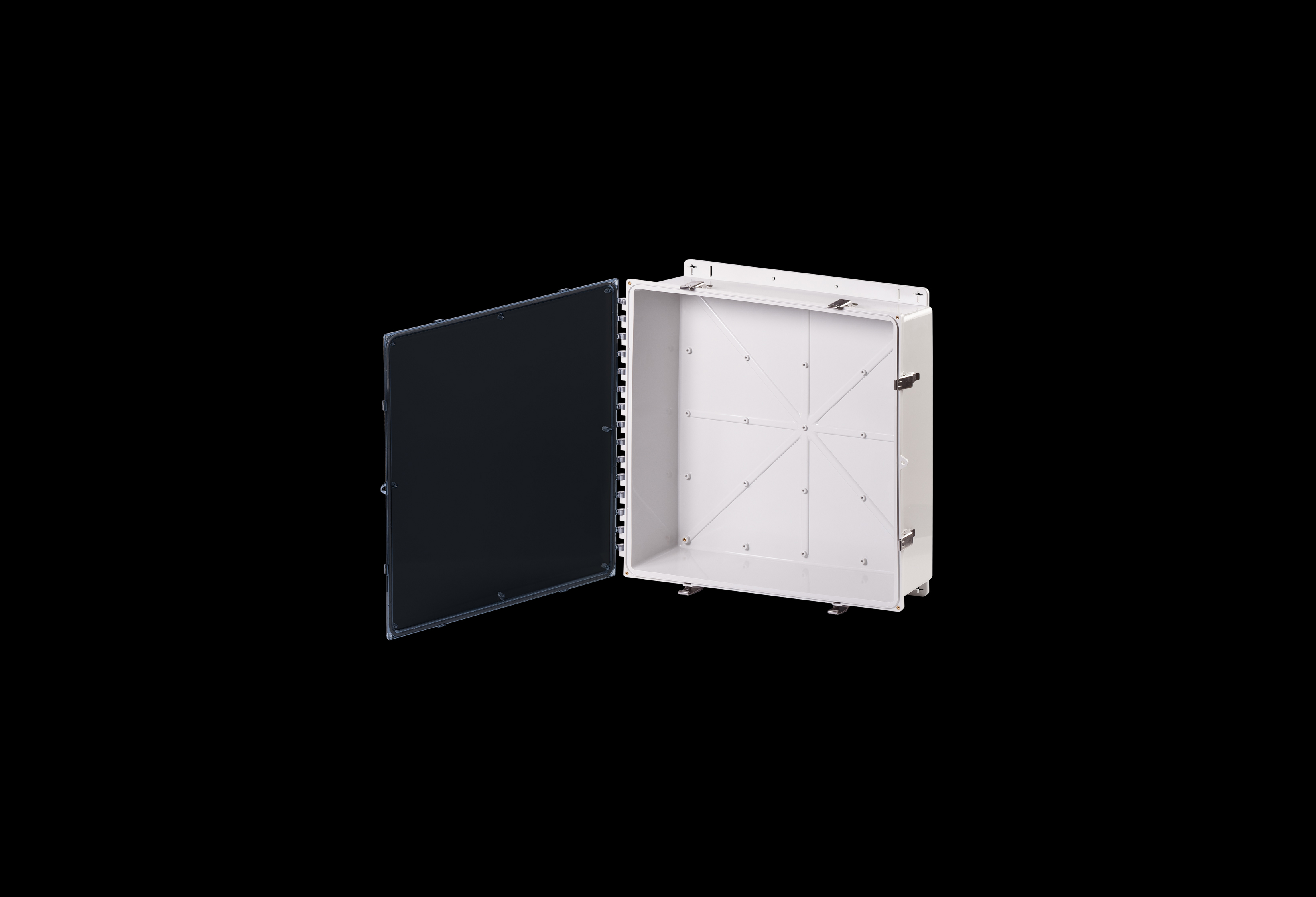 Polycarbonate Low Profile Enclosure 24 x 24 x 6 Inches PolySlim™ Series with Clear Cover and Stainless Steel Latches  by Stahlin