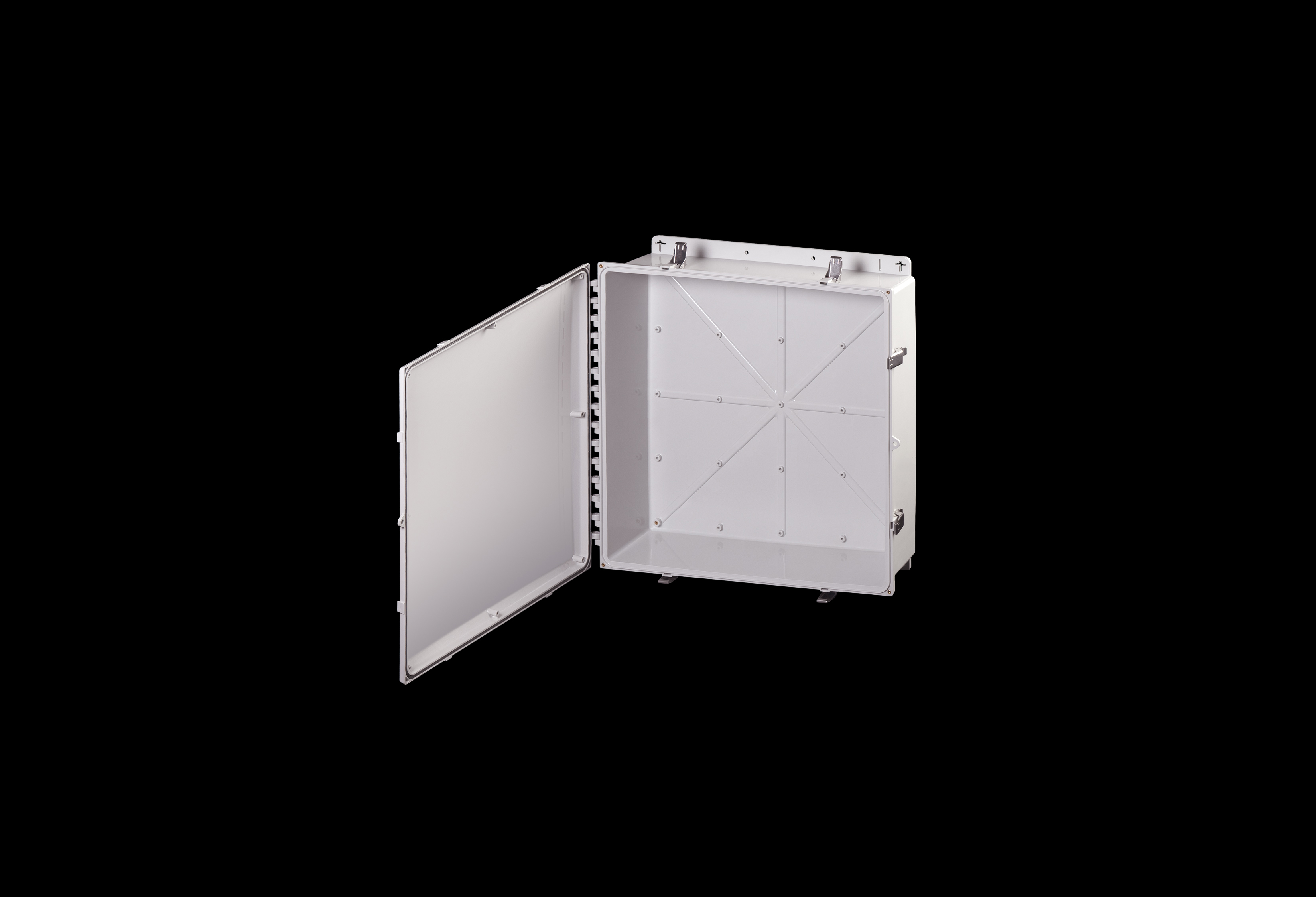 Polycarbonate Low Profile Enclosure 24 x 24 x 6 Inches  PolySlim™ Series with Opaque Cover and Stainless Steel Latches by Stahlin