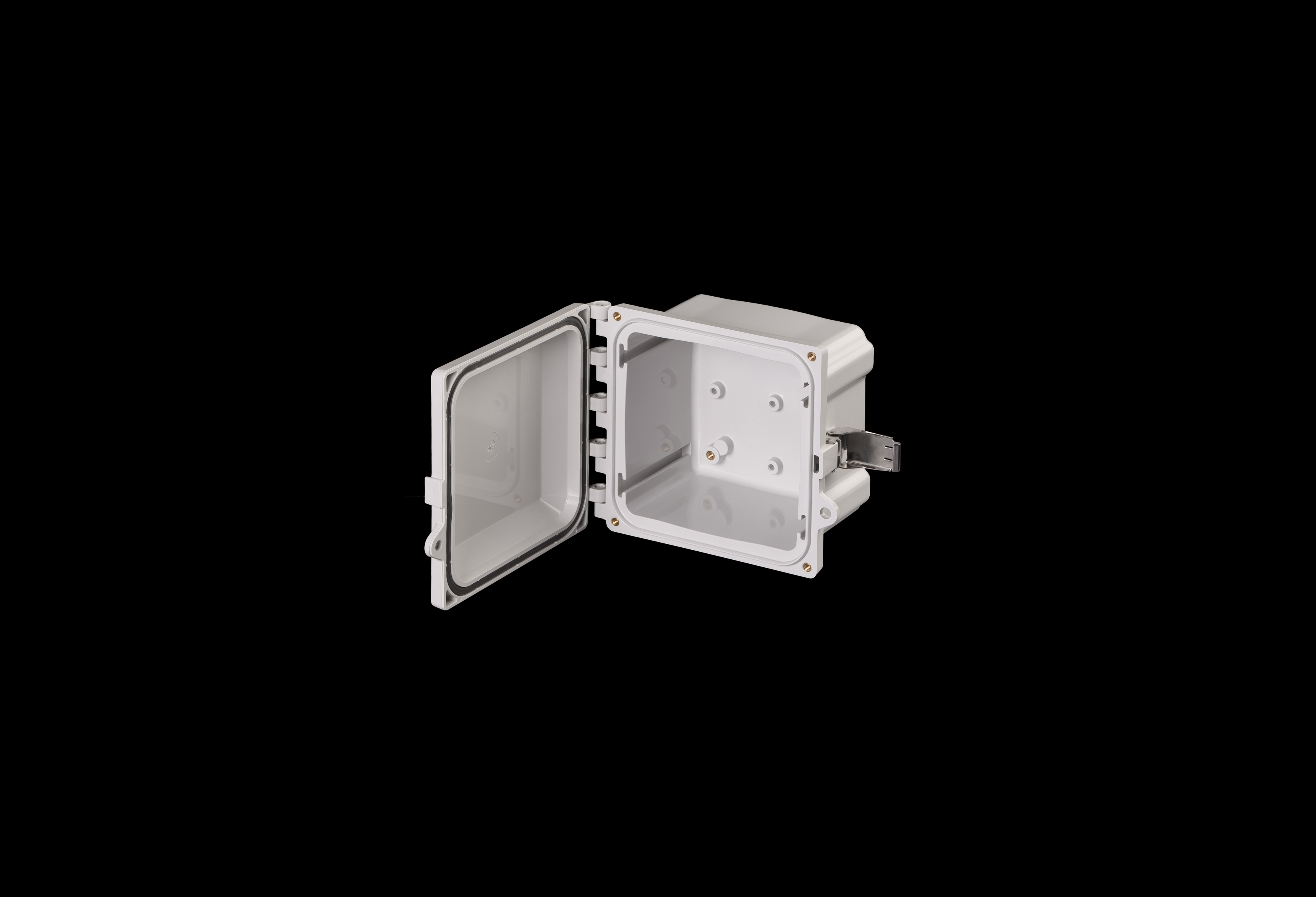 Polycarbonate Enclosure  6 x 6 x 4 Inches PolyStar Series with Hinged, Opaque Cover and Stainless Steel Latches   by Stahlin